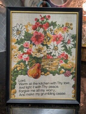 Framed Floral Prayer Kitchen Art